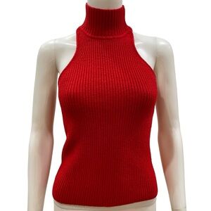 Red Sweater Turtleneck Halter, Zara (Small Fit)